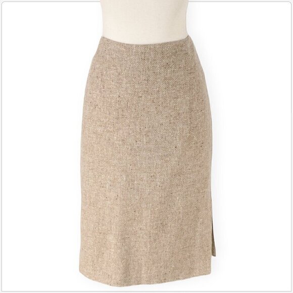 Anne Klein Oatmeal Beige 2 Piece Wool Angora Jacket Blazer Skirt Suit Career 6 - Picture 2 of 5